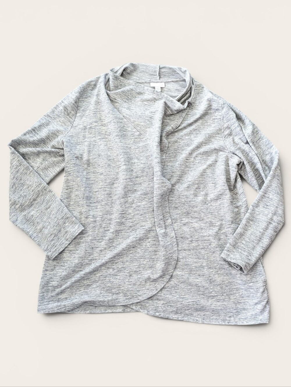 J Jill Pure Jill Gray Sweater Womens Soft Knit Open Front Cardigan Wrap Size‎ L